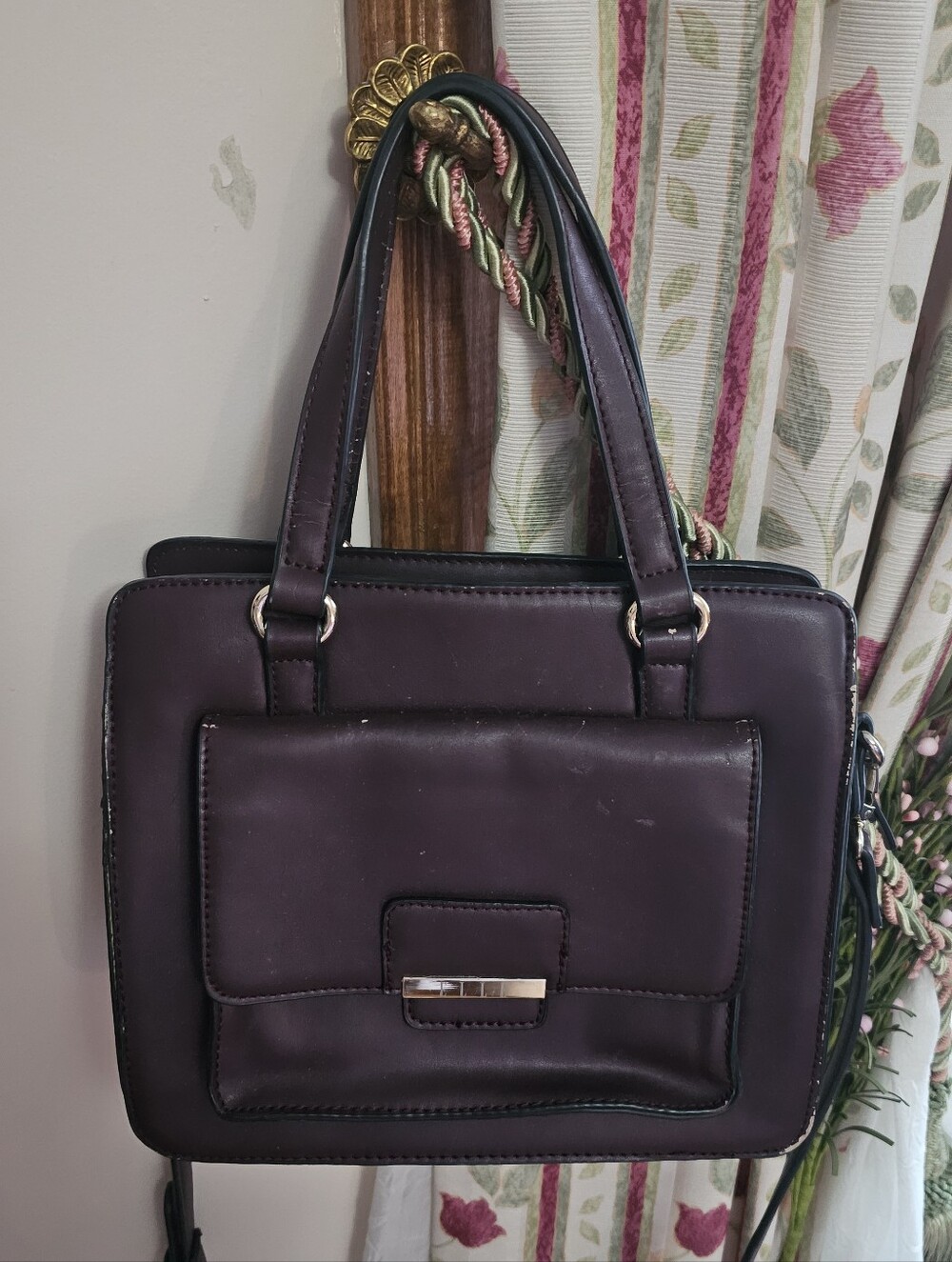 ELLE Burgundy Faux-leather Crossbody Bag